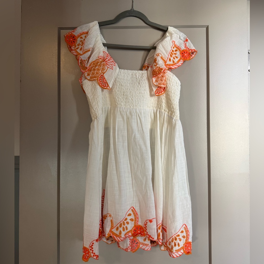 Anthropologie Flutter Sleeve Square-Neck Mini Dress